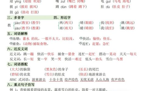 新版二年级上册语文每课知识点总结 文末下载完整版