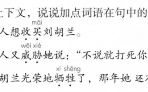 刘胡兰重点词语意思 课后练习题答案