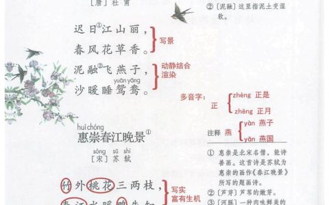 三年级下册《古诗三首》课堂笔记全文