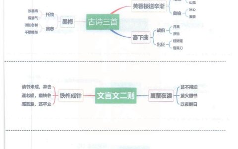《芦花鞋》《文言文二则》《“诺曼底号”遇难记》《古诗三首》思维导图全文