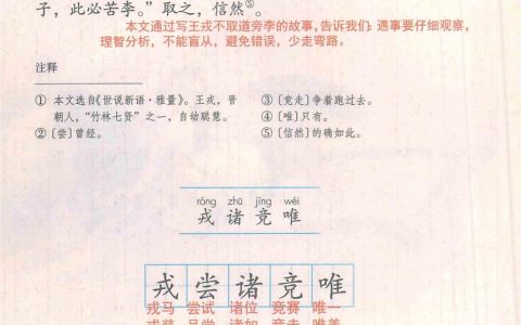 《王戎不取道旁李》课堂笔记全文