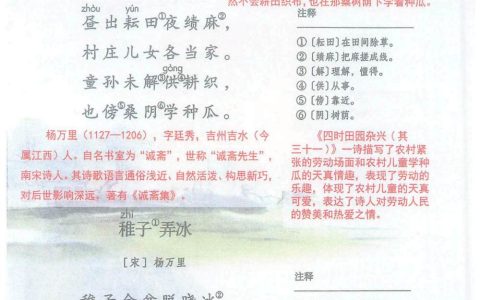 五年级下册《古诗三首》课堂笔记全文