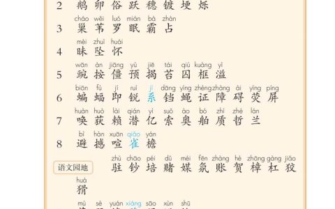 四年级上册生字表全文