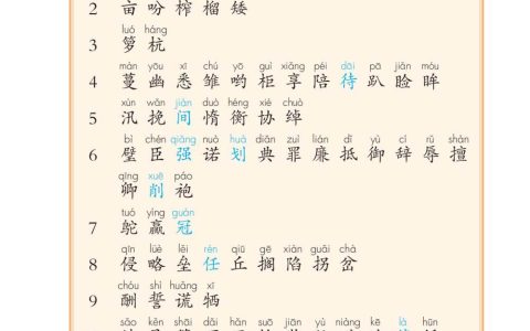 五年级上册生字表全文