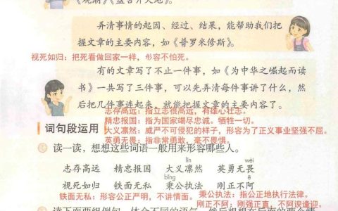 四年级上册《语文园地六》课堂笔记全文