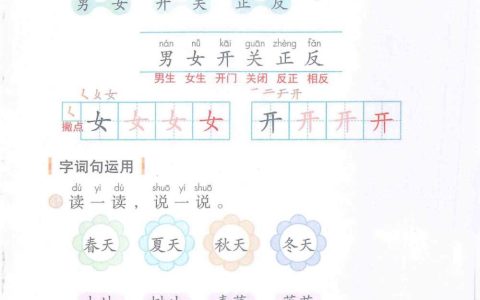 一年级上册《语文园地四》课堂笔记全文