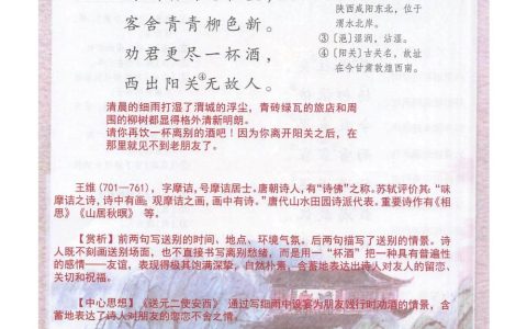 《送元二使安西》课堂笔记全文