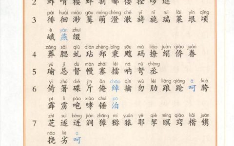 五年级下册生字表全文