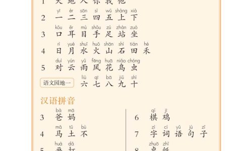一年级上册生字表全文