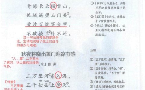 五年级下册《古诗三首》课堂笔记全文